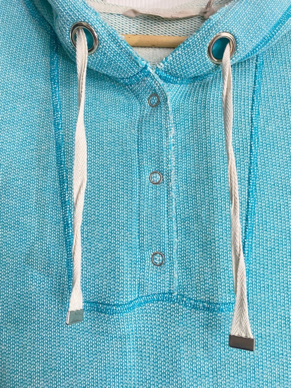 Soft Surroundings Turquoise Teal Hooded Pullover Cotton Poncho - Picture 4 of 8